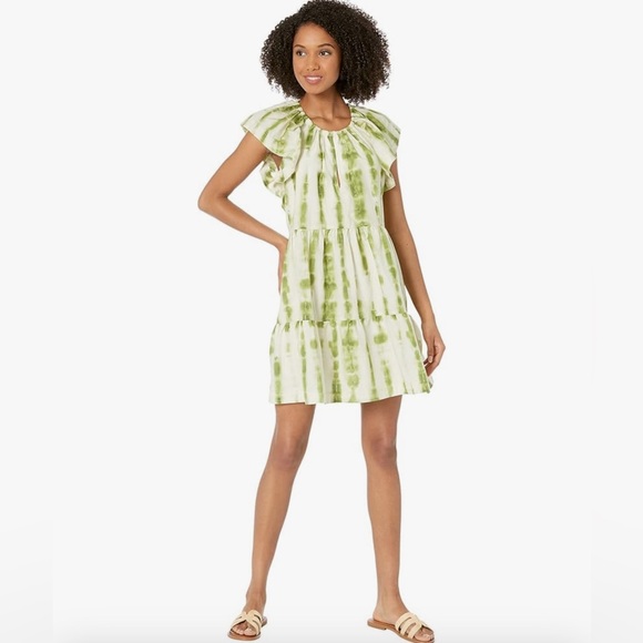 Marie Oliver White and Green Tie Dye Dress - Picture 1 of 3